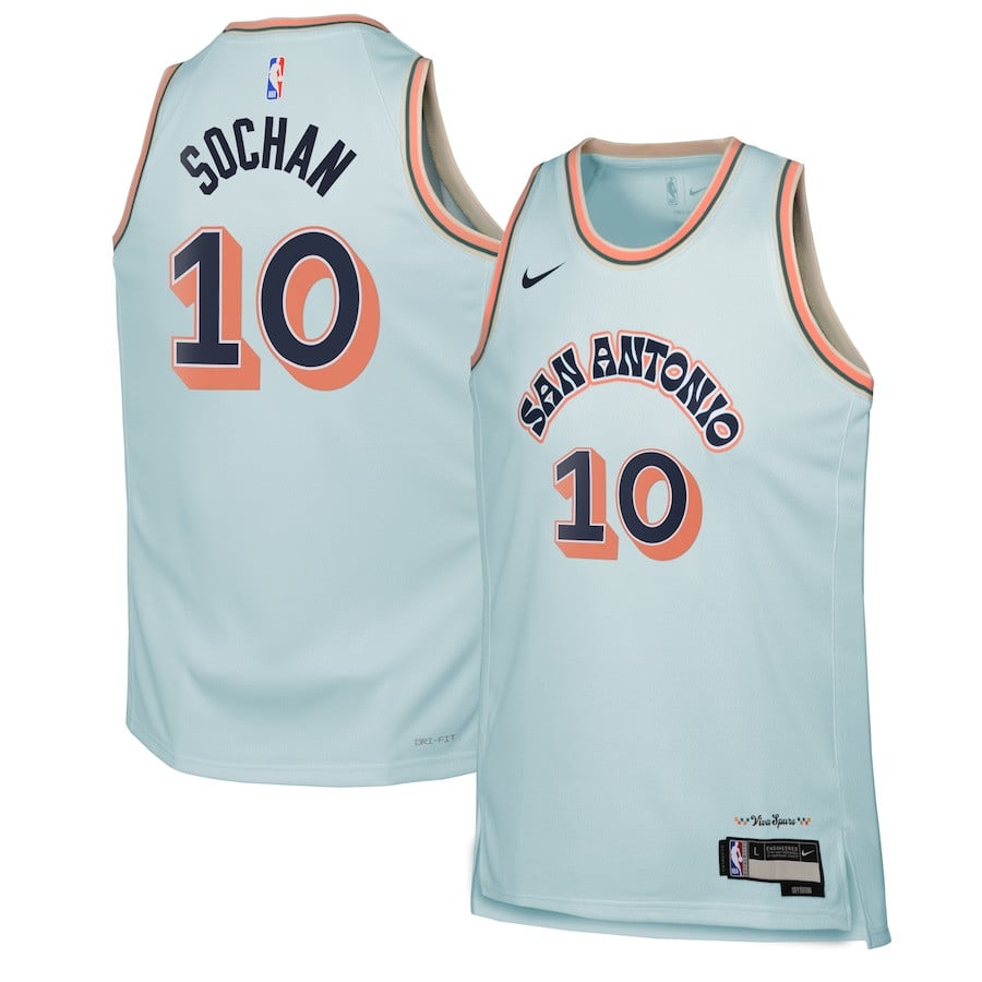 Jeremy Sochan 10 San Antonio Spurs 2024/25 Swingman Player YOUTH Jersey - City Edition - Light Blue - JS658 