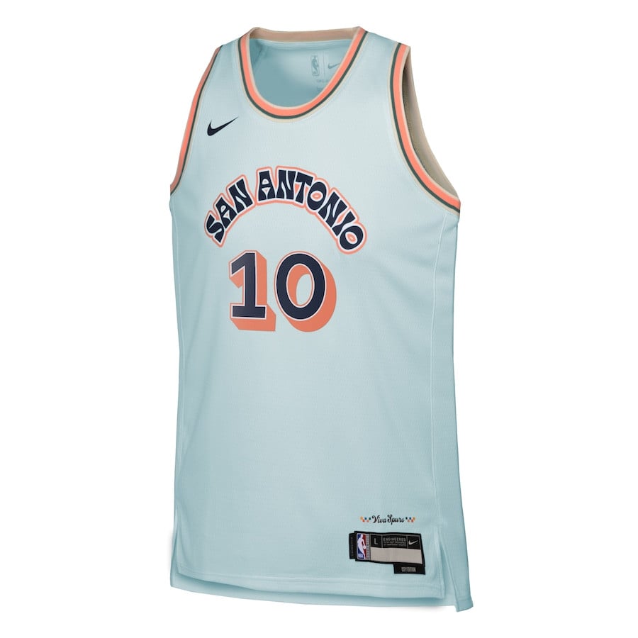 Alternative view of Jeremy Sochan 10 San Antonio Spurs 2024/25 Swingman Player YOUTH Jersey - City Edition - Light Blue - JS658 