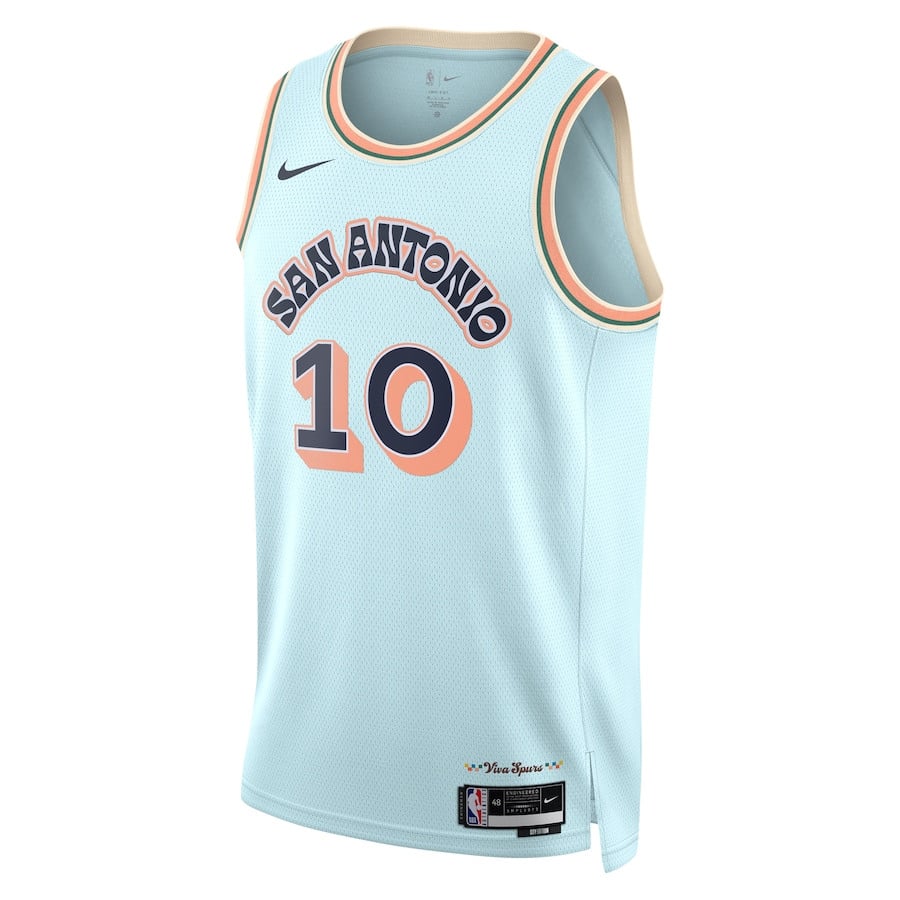 Alternative view of Jeremy Sochan 10 San Antonio Spurs Unisex 2024/25 Swingman Player Jersey - City Edition - Light Blue - JS713 