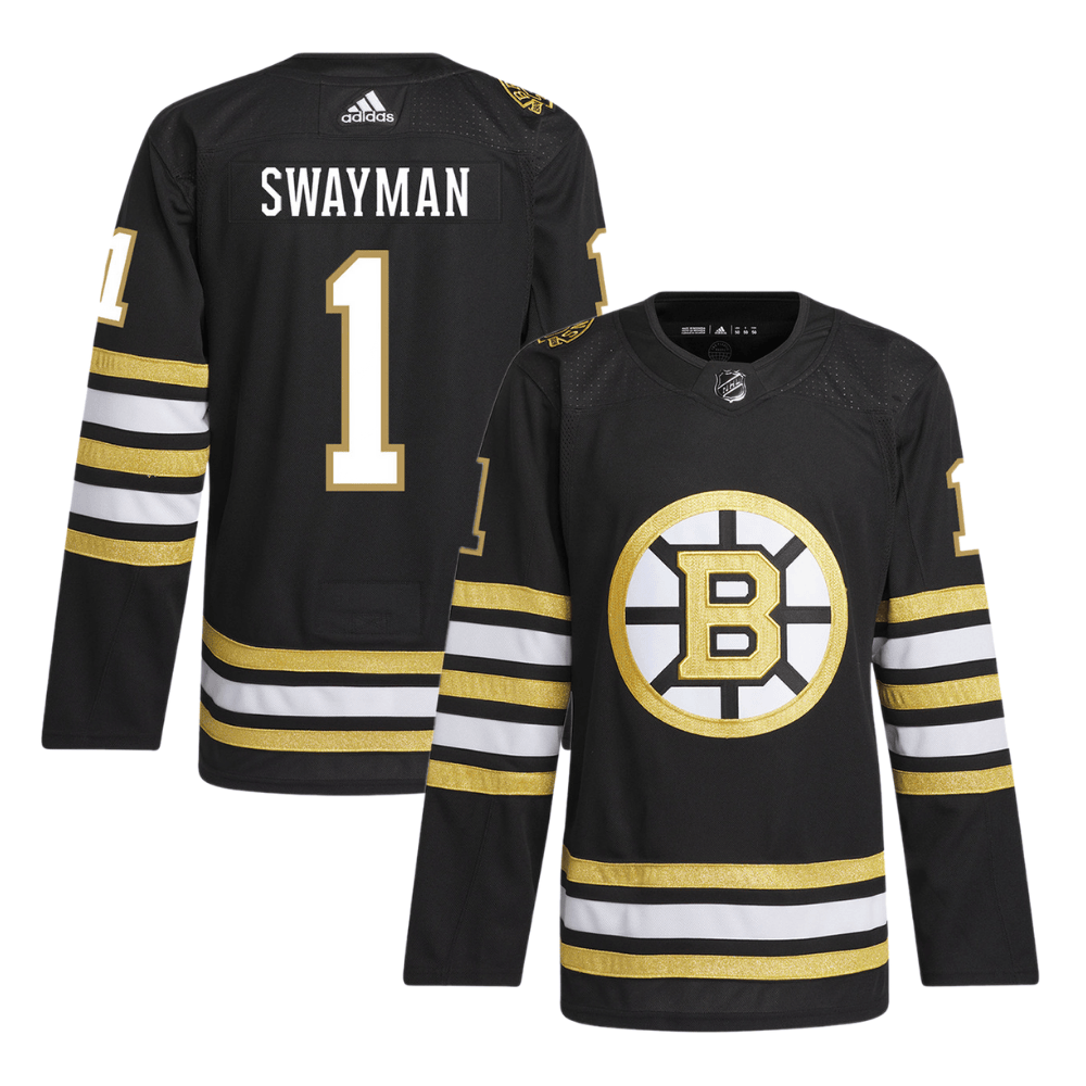Jeremy Swayman 1 Boston Bruins 100th Anniversary Primegreen Home Men Jersey - Black - JS435 