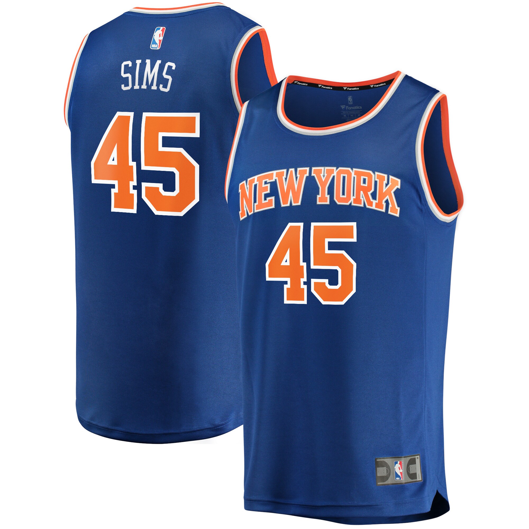 Alternative view of Jericho Sims New York Knicks Fanatics Branded 2021/22 Fast Break Replica Jersey - Icon Edition - Blue