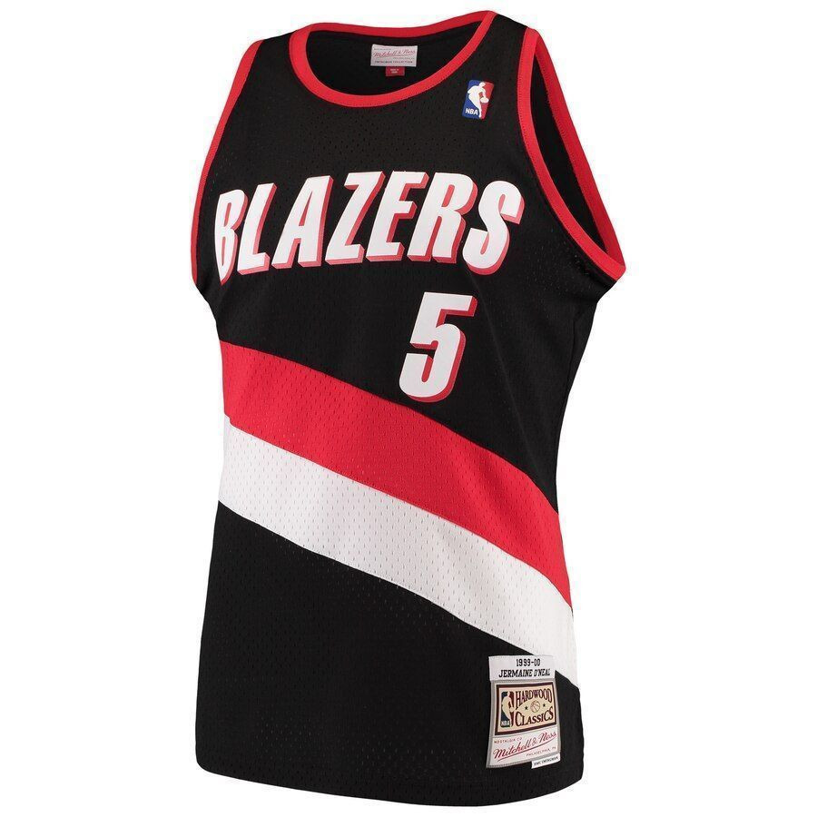 Alternative view of Jermaine O'neal Portland Trail Blazers Mitchell & Ness Hardwood Classics Swingman Jersey - Black - JS760 