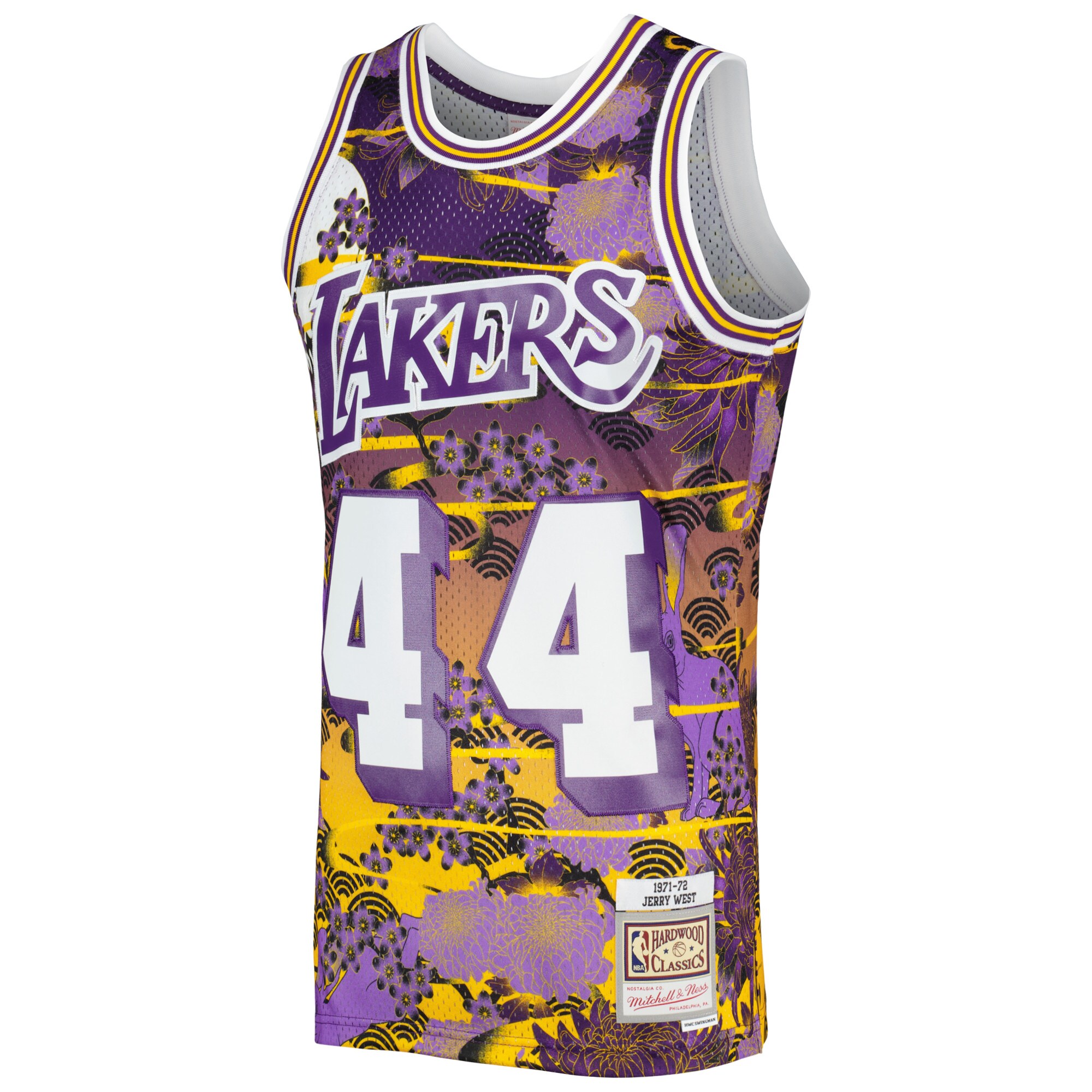 Alternative view of Jerry West Los Angeles Lakers Mitchell & Ness 1971/72 Hardwood Classics Lunar New Year Swingman Jersey - Purple