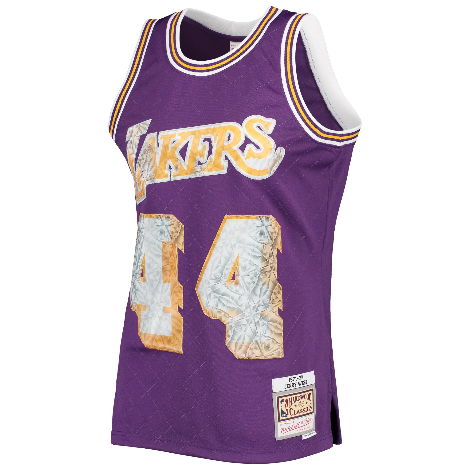 Alternative view of Jerry West Los Angeles Lakers Mitchell & Ness 1971/72 Hardwood Classics Nba 75th Anniversary Diamond Swingman Jersey - Purple