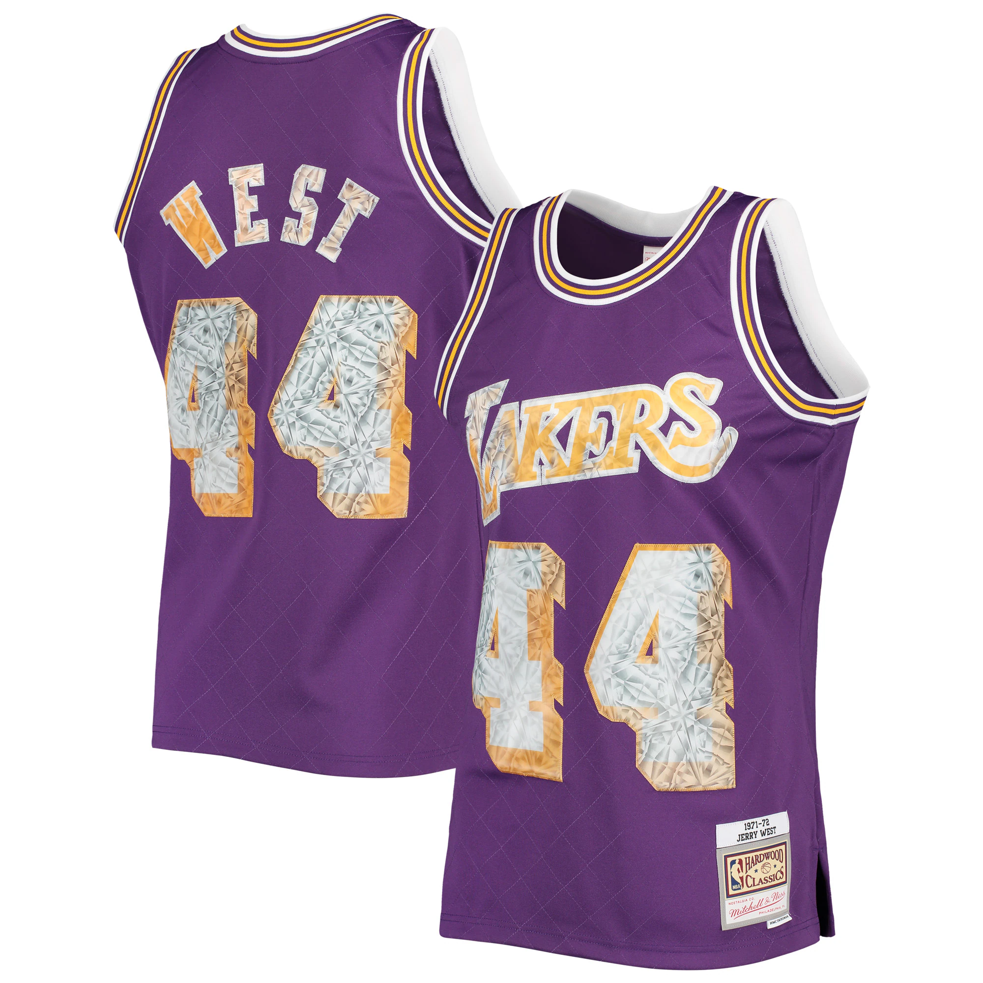 Alternative view of Jerry West Los Angeles Lakers Mitchell & Ness 1996-97 Hardwood Classics Nba 75th Anniversary Diamond Swingman Jersey - Purple
