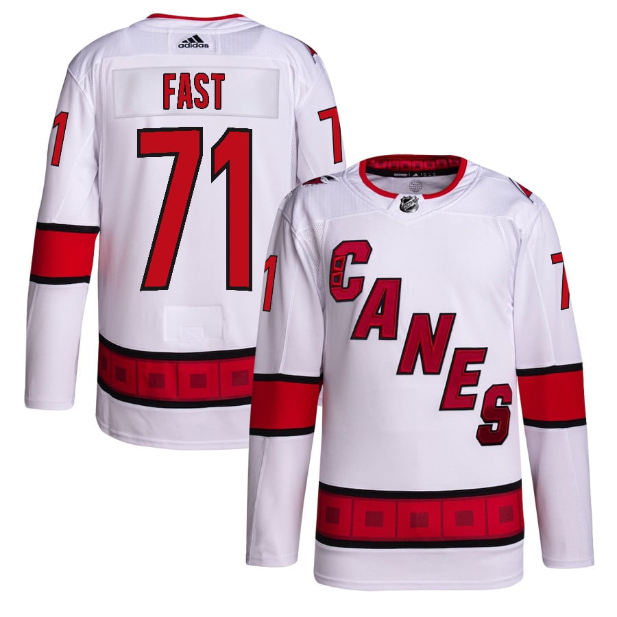 Jesper Fast 71 Carolina Hurricanes Away Primegreen Jersey - Men, White - JS780 