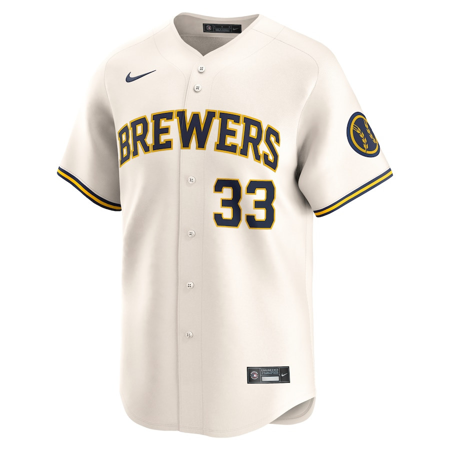 Alternative view of Jesse Winker 33 Milwaukee Brewers Home Limited Player Men Jersey - Cream 