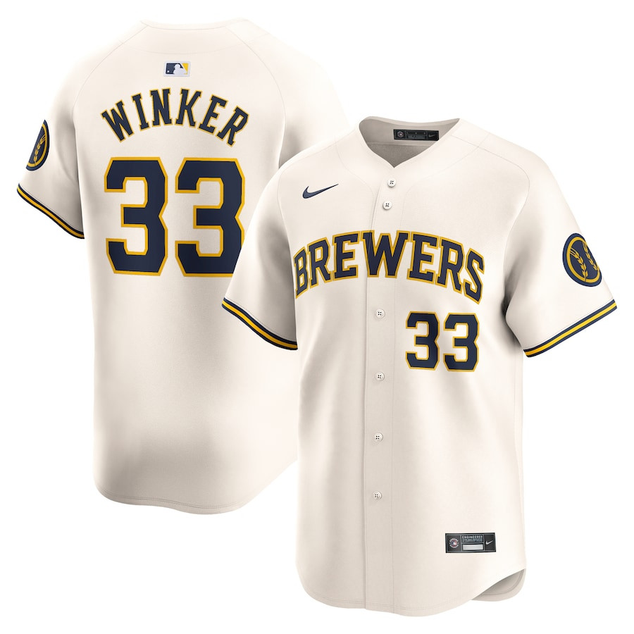 Jesse Winker 33 Milwaukee Brewers Home Limited Player Men Jersey - Cream 