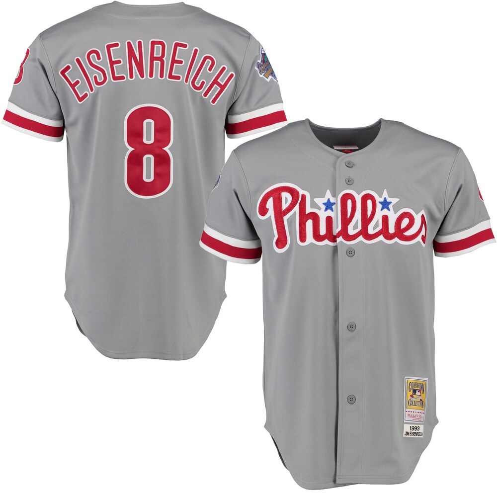 Jim Eisenreich 1993 Philadelphia Phillies Mitchell & Ness Road Throwback Jersey - Gray