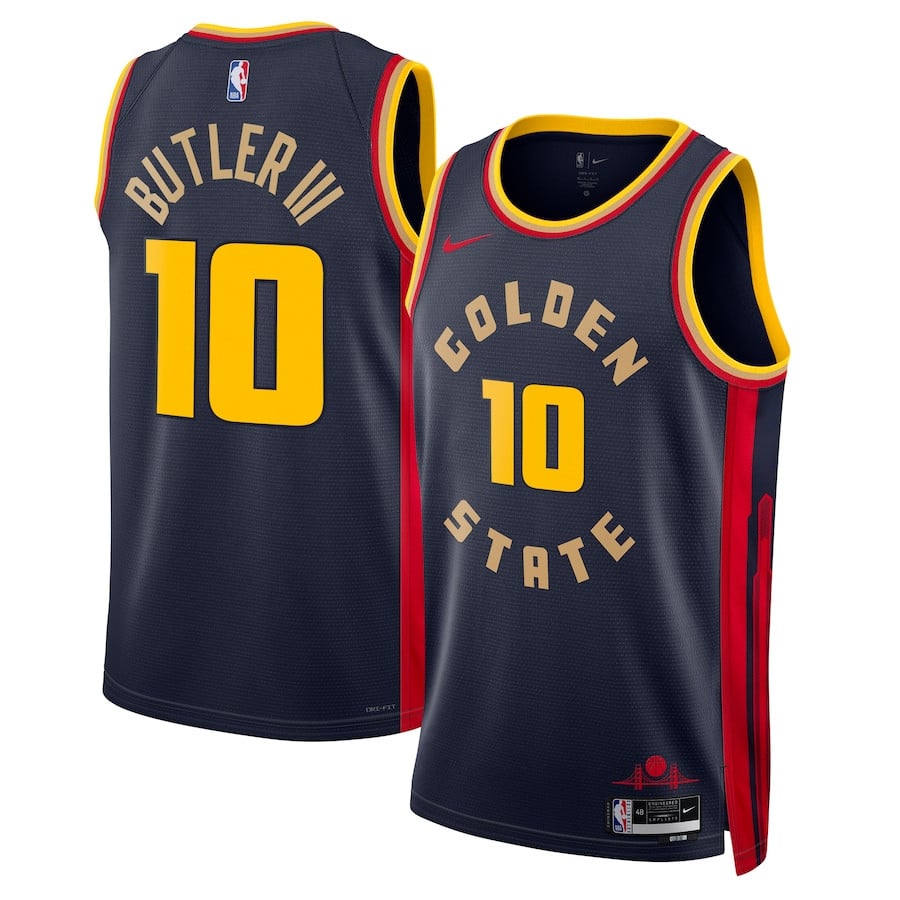 Jimmy Butler 10 Golden State Warriors Unisex Swingman Jersey - City Edition - Navy - JS749 