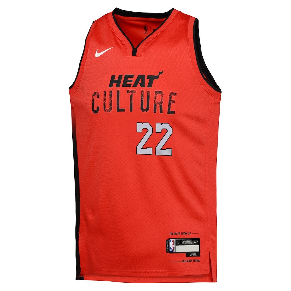 Alternative view of Jimmy Butler 22 Miami Heat 2024/25 Swingman Player YOUTH Jersey - City Edition - Red - JS461 