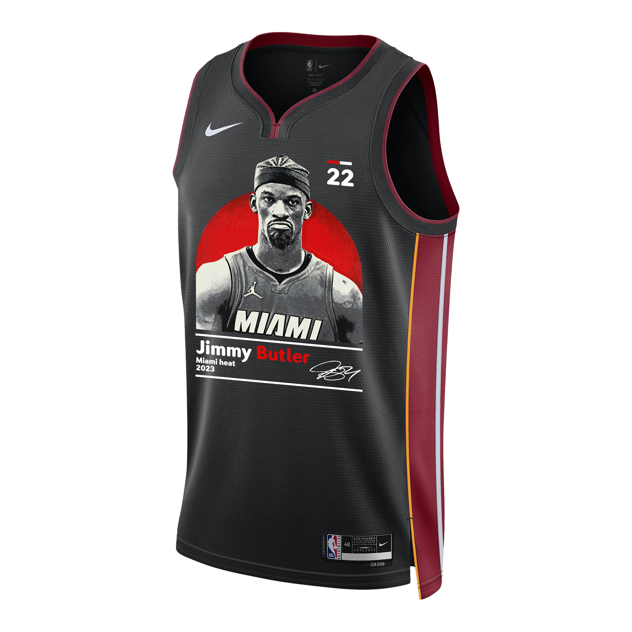 Alternative view of Jimmy Butler 22 Miami Heat Heart And Soul 2023 NBA Champions Swingman Jersey - Black - JS191 