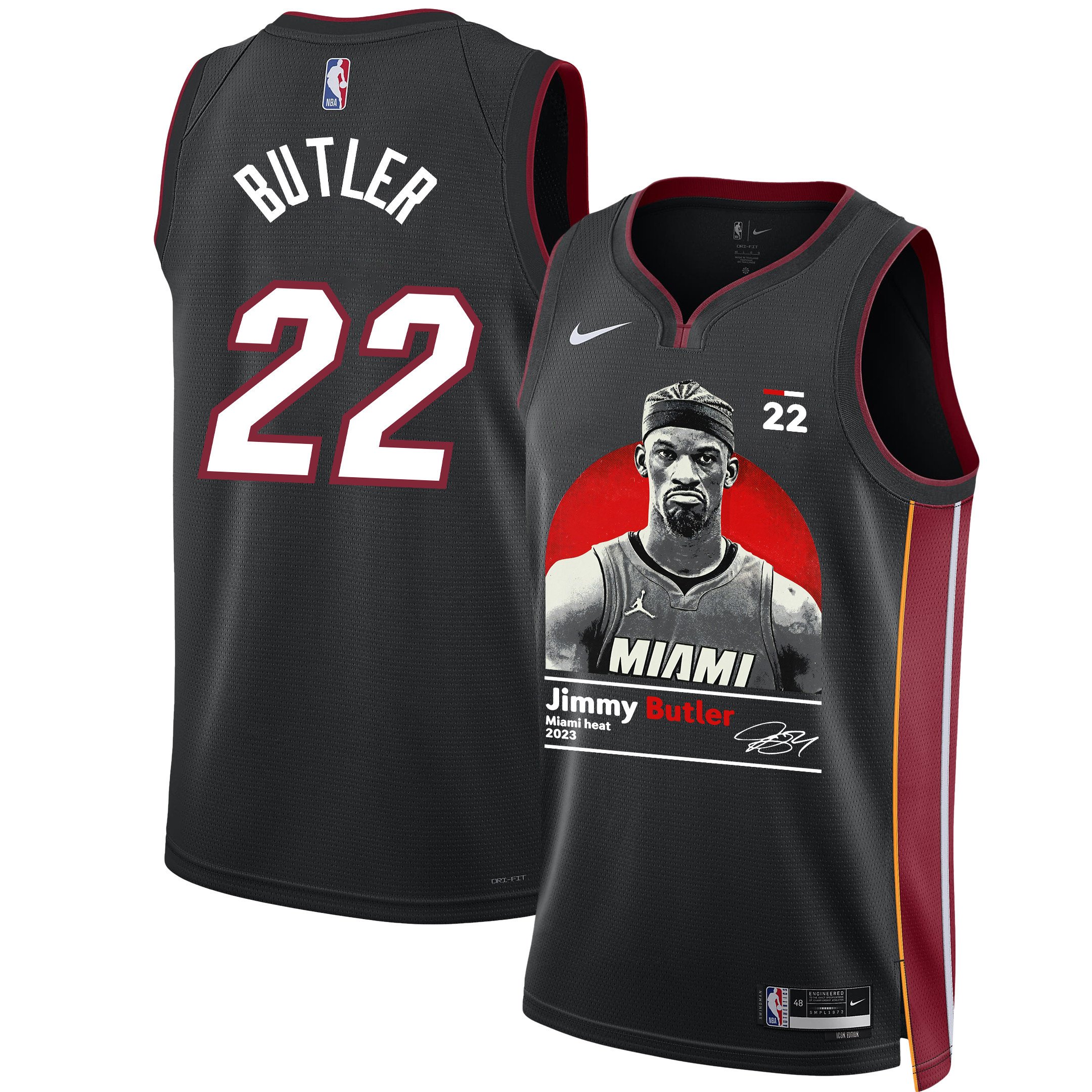 Jimmy Butler 22 Miami Heat Heart And Soul 2023 NBA Champions Swingman Jersey - Black - JS191 
