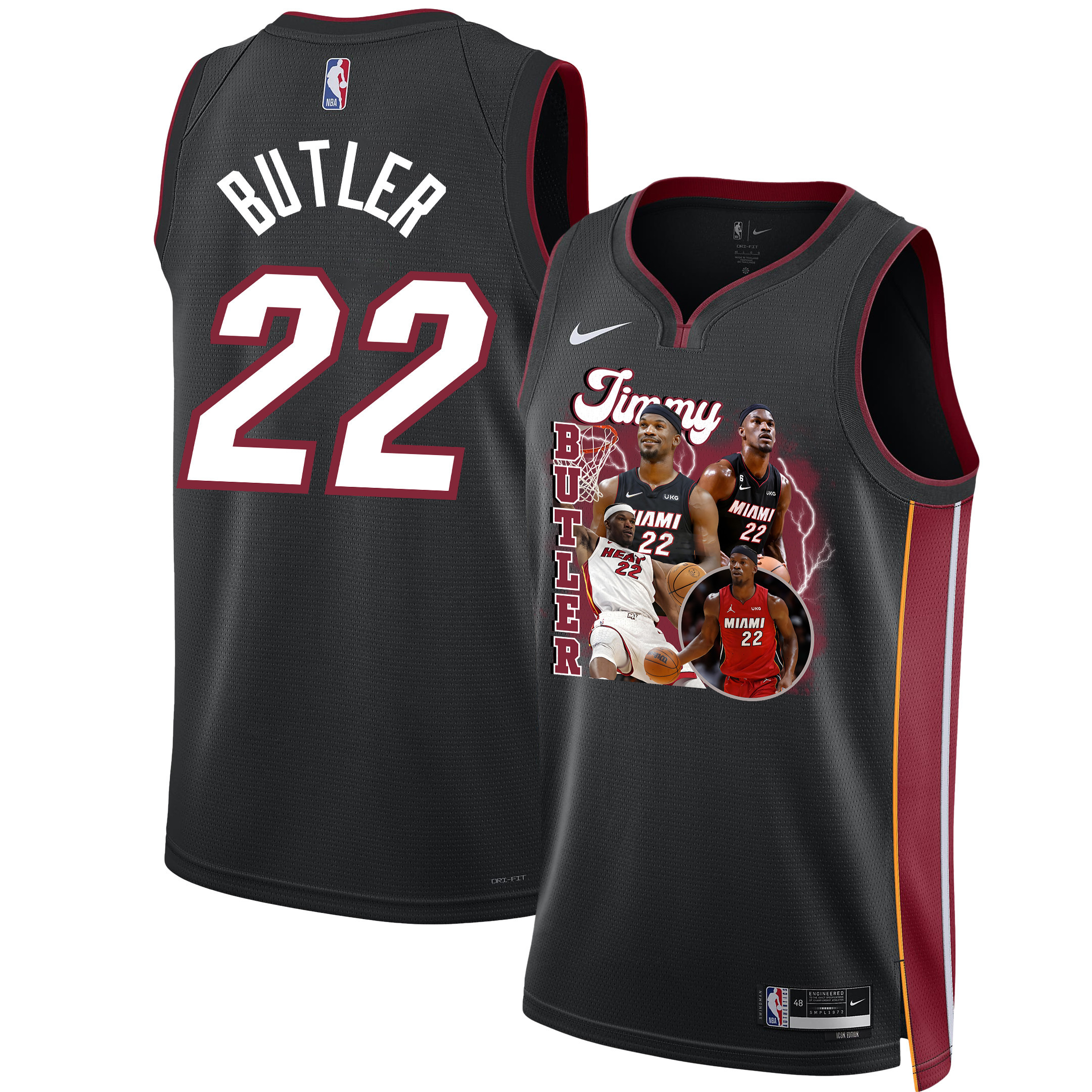Jimmy Butler 22 Miami Heat Scorching Success 2023 Champions Swingman Jersey - Black - JS681 