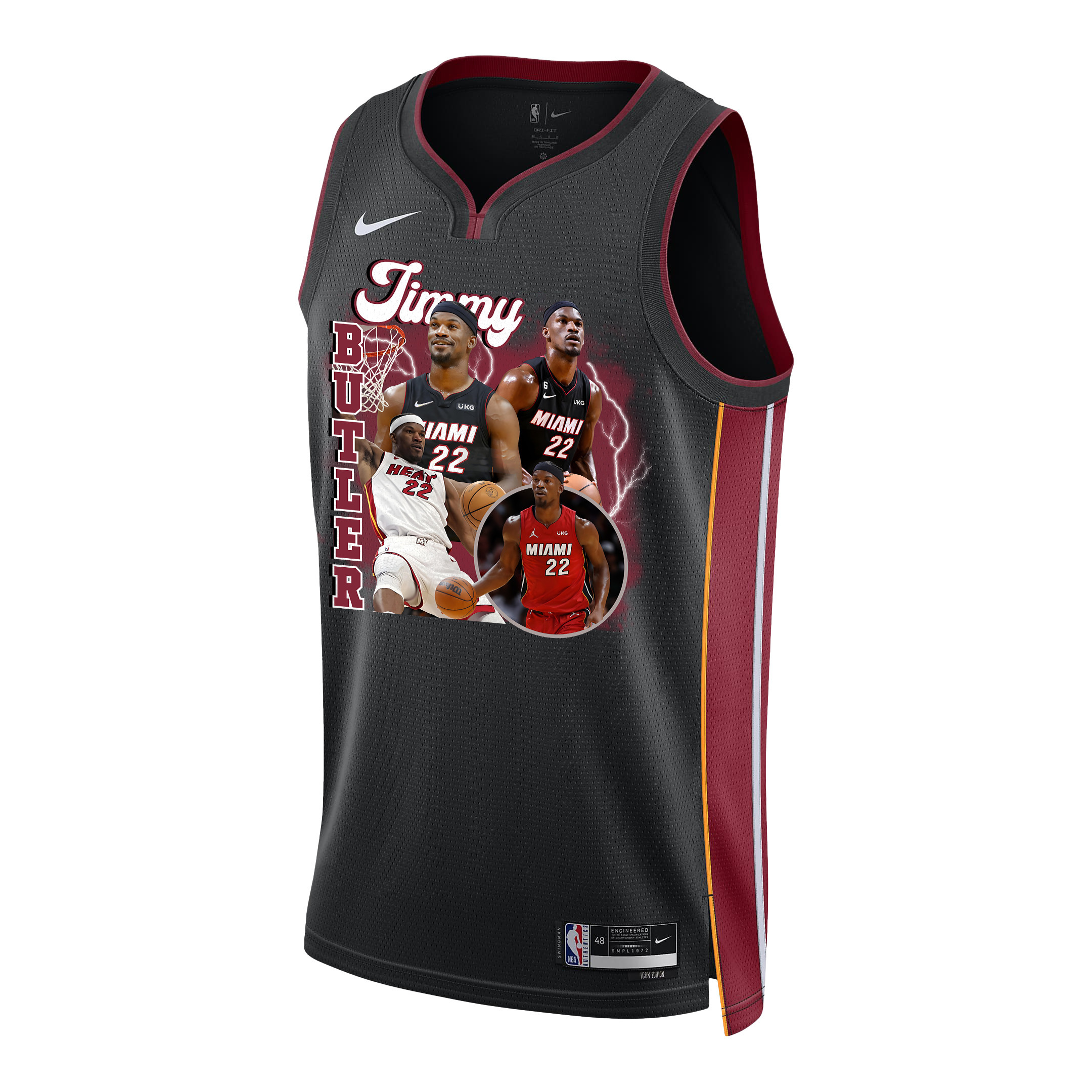 Alternative view of Jimmy Butler 22 Miami Heat Scorching Success 2023 Champions Swingman Jersey - Black - JS681 