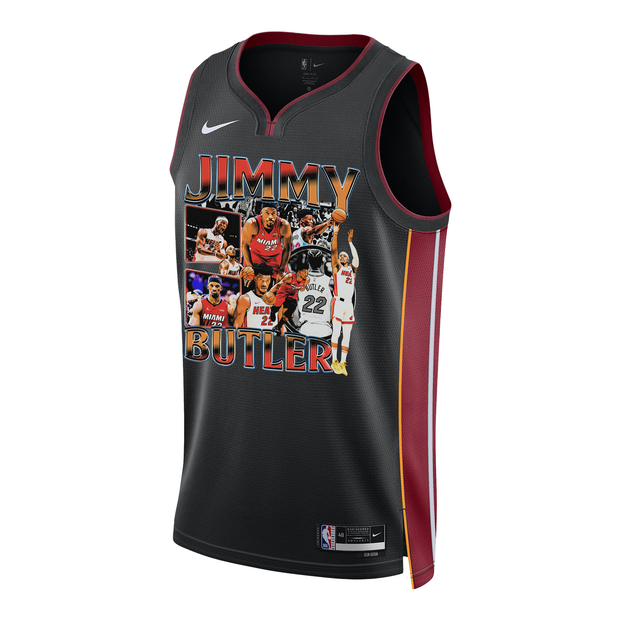 Alternative view of Jimmy Butler 22 Miami Heat Scoring Machine 2023 NBA Champions Swingman Jersey - Black - JS902 