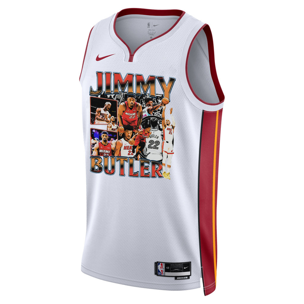 Alternative view of Jimmy Butler 22 Miami Heat Scoring Machine 2023 NBA Champions Swingman Jersey - White - JS147 
