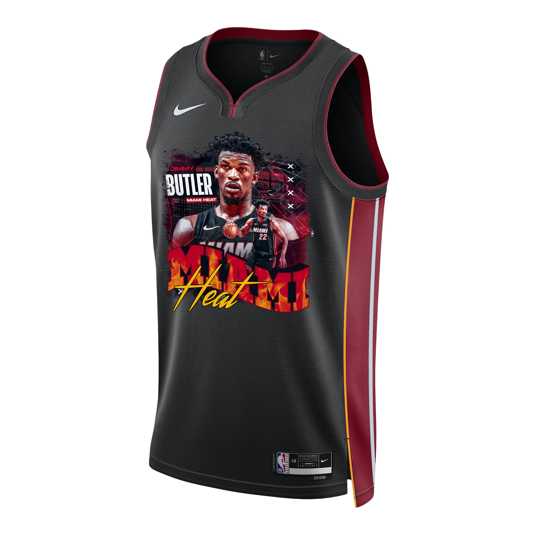 Alternative view of Jimmy Butler 22 Miami Heat Star Performer 2023 NBA Champions Swingman Jersey - Black - JS448 