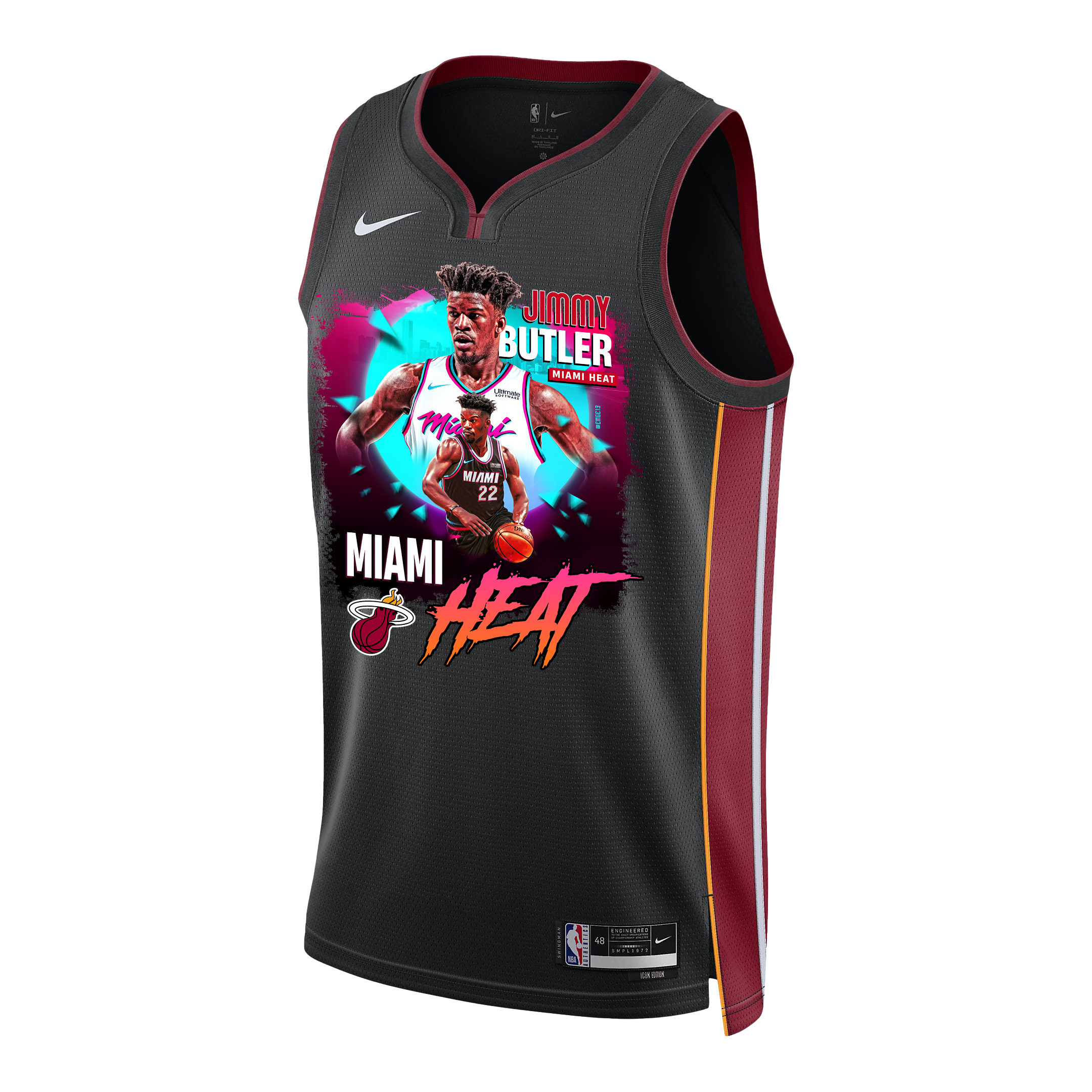 Alternative view of Jimmy Butler 22 Miami Heat's Gritty Leader 2023 NBA Champions Swingman Jersey - Black - JS560 