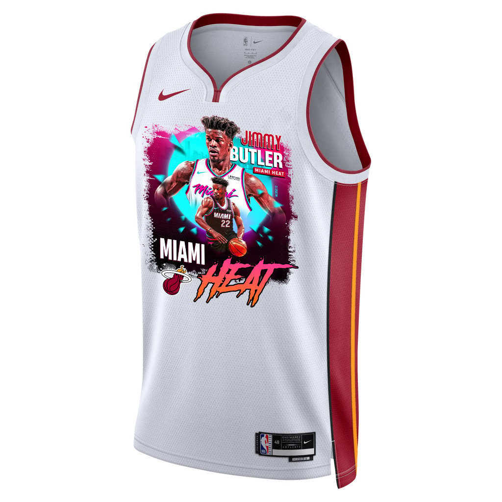 Alternative view of Jimmy Butler 22 Miami Heat's Gritty Leader 2023 NBA Champions Swingman Jersey - White - JS502 