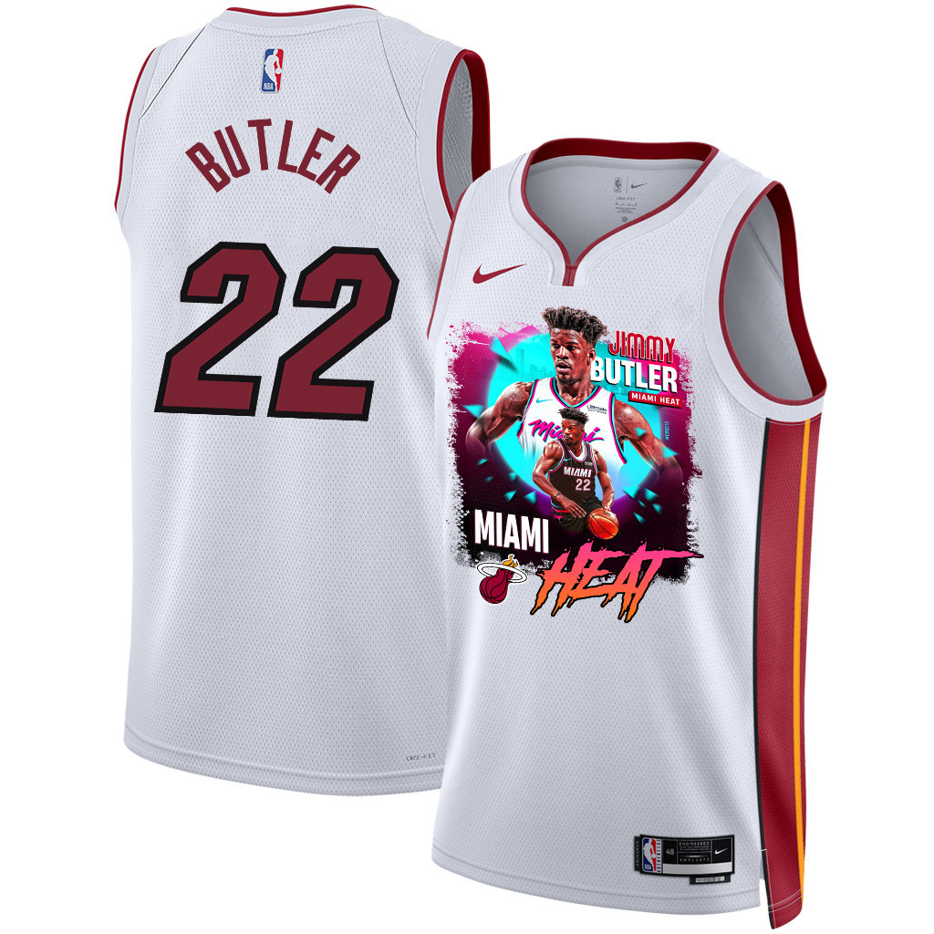 Jimmy Butler 22 Miami Heat's Gritty Leader 2023 NBA Champions Swingman Jersey - White - JS502 