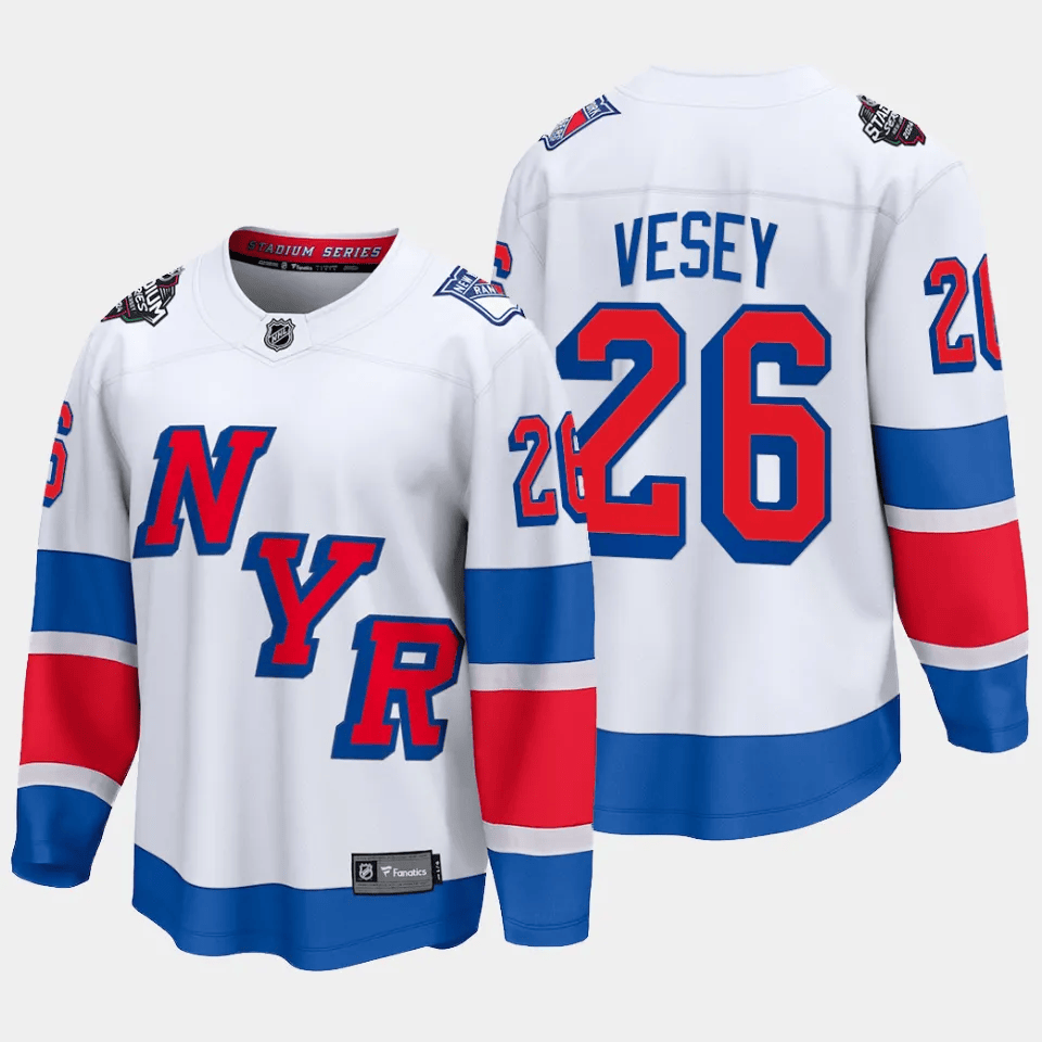 Alternative view of Jimmy Vesey 26 New York Rangers 2024 Stadium Series Patch Breakaway Jersey - Men, White - JS155 