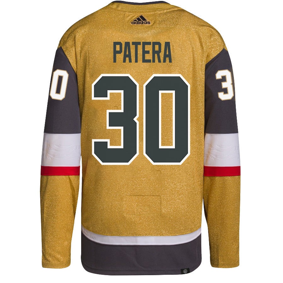 Alternative view of Jiri Patera 30 Vegas Golden Knights Stanley Cup 2023 Final Patch Home Breakaway Men Jersey - Gold - JS228 