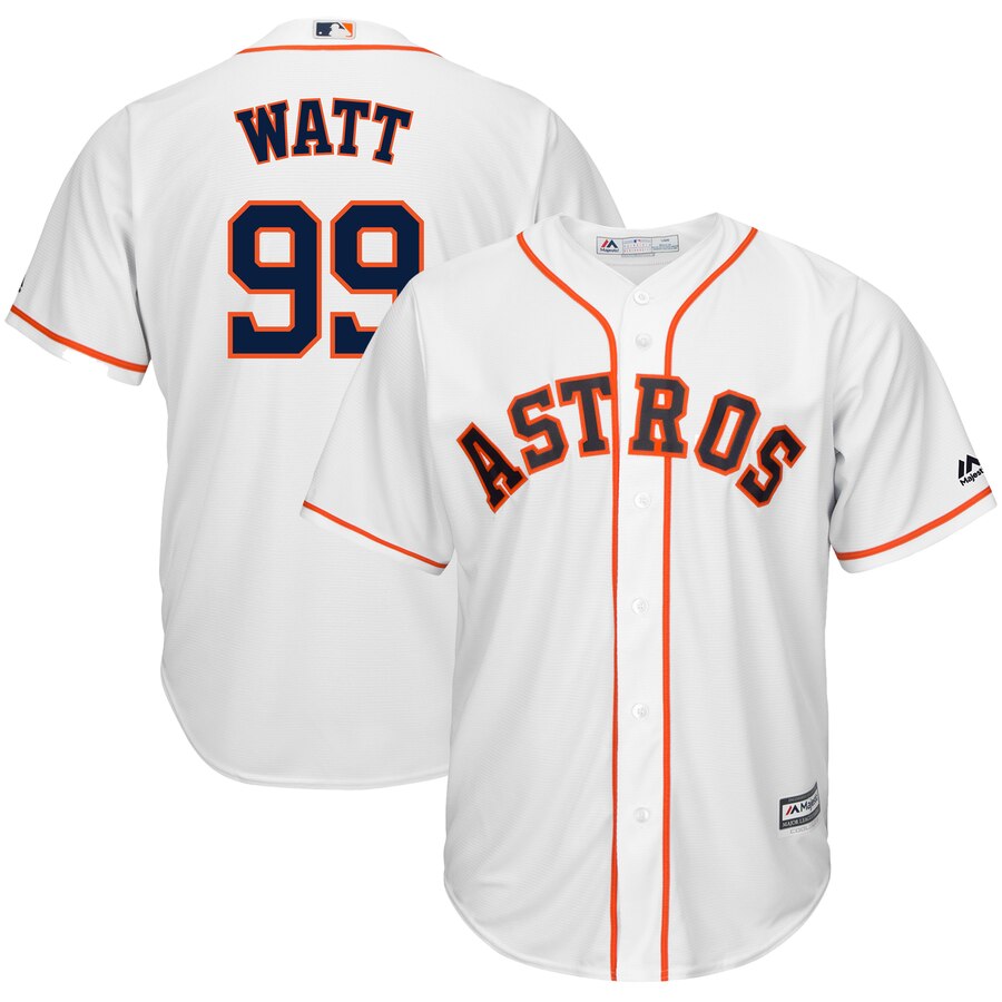 J.j. Watt Houston Astros Majestic Nfl X Mlb Crossover Cool Base Player Jersey - White