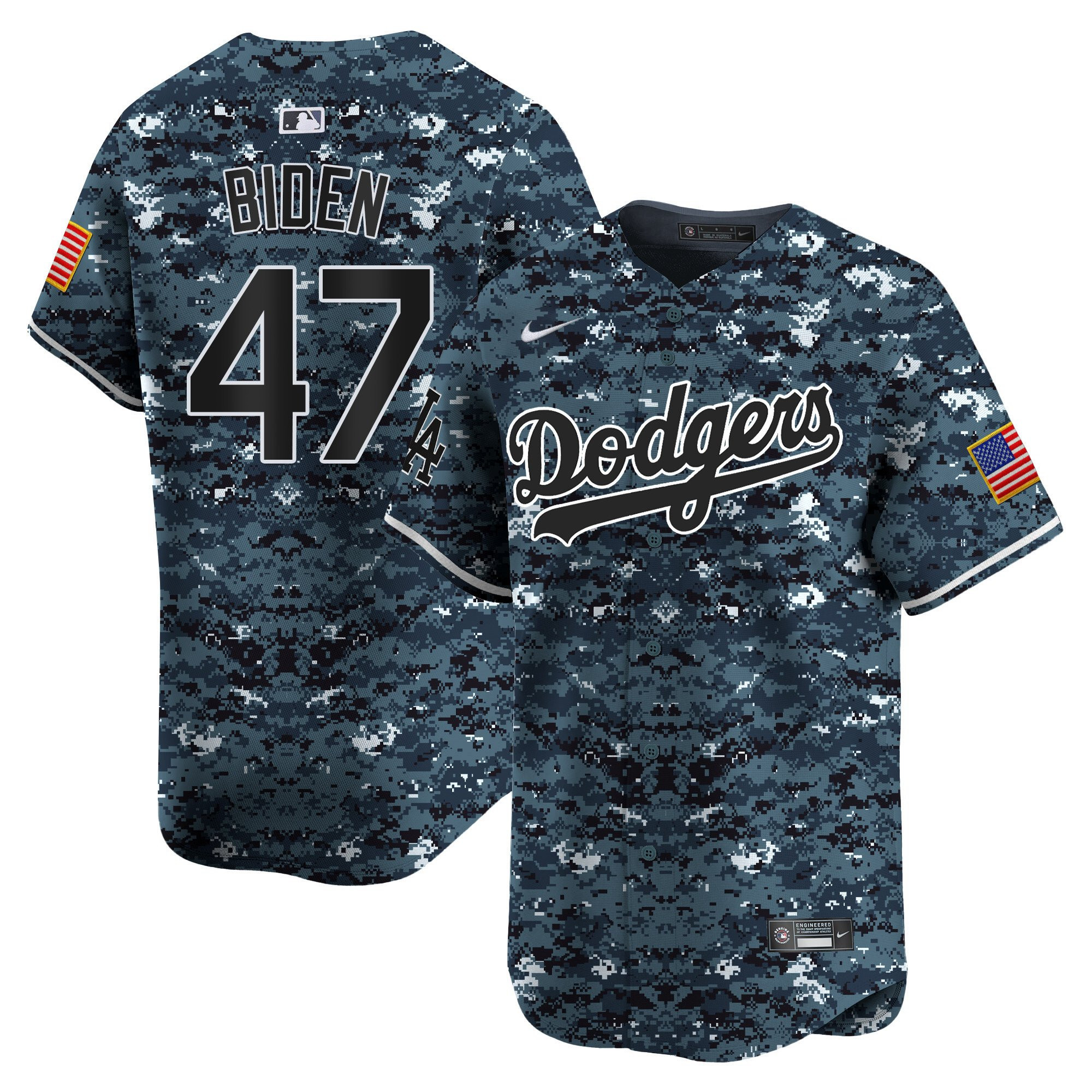 Joe Biden 47 Los Angeles Dodgers USMC Alternate Limited Men Jersey - Navy 
