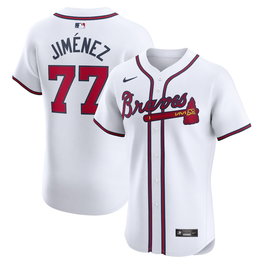 Joe Jimenez 77 Atlanta Braves Home Elite Player Men Jersey - White - JS540