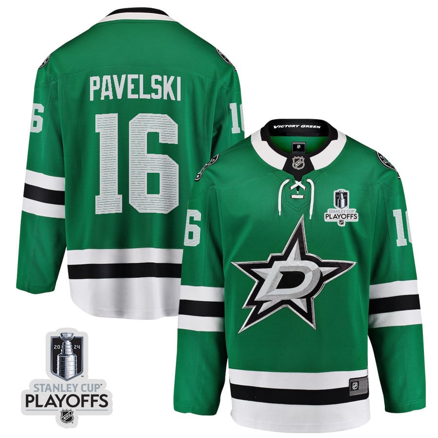 Joe Pavelski 16 Dallas Stars 2024 NHL Playoffs Patch Home Jersey - Men, Green - JS290 
