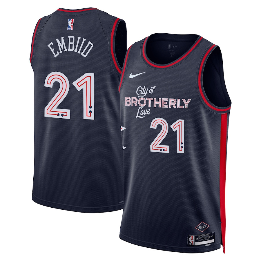 Joel Embiid 21 Philadelphia 76ers 2023/24 City Edition Swingman Jersey - Navy - JS154 