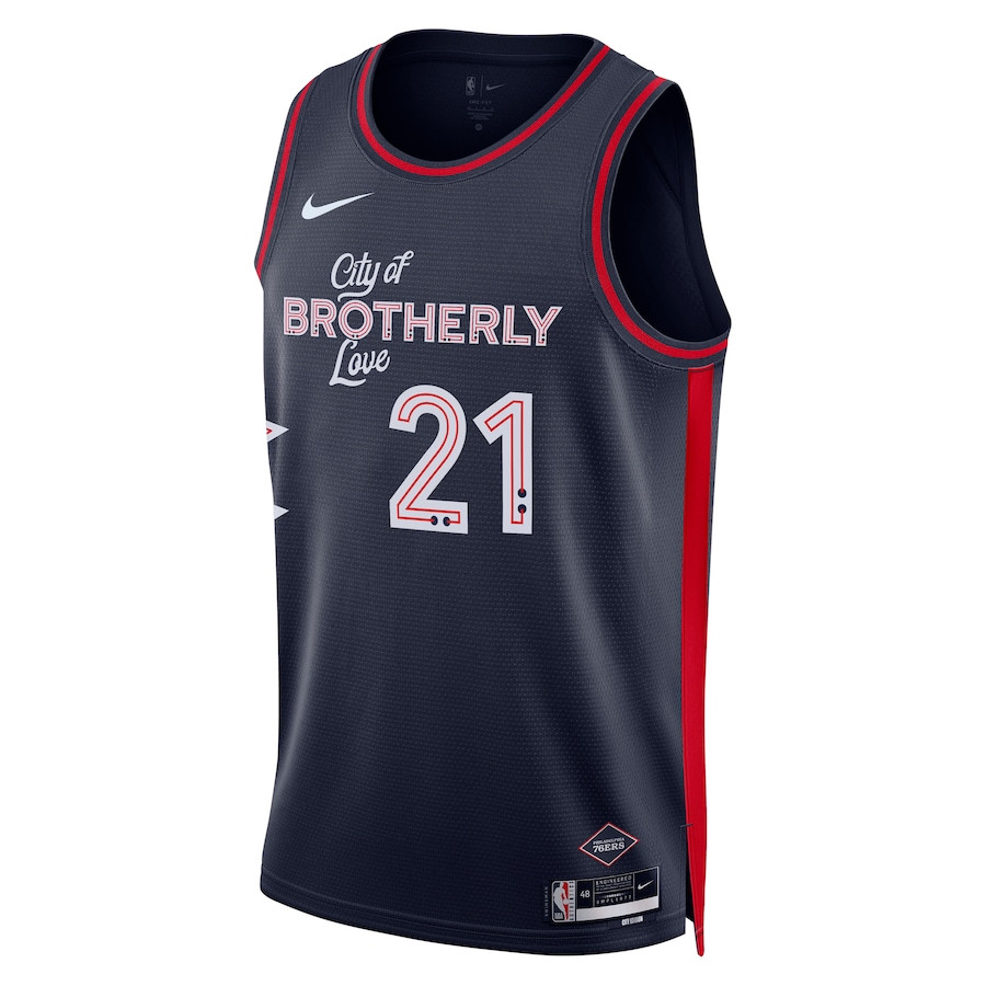 Alternative view of Joel Embiid 21 Philadelphia 76ers 2023/24 City Edition Swingman Jersey - Navy - JS154 