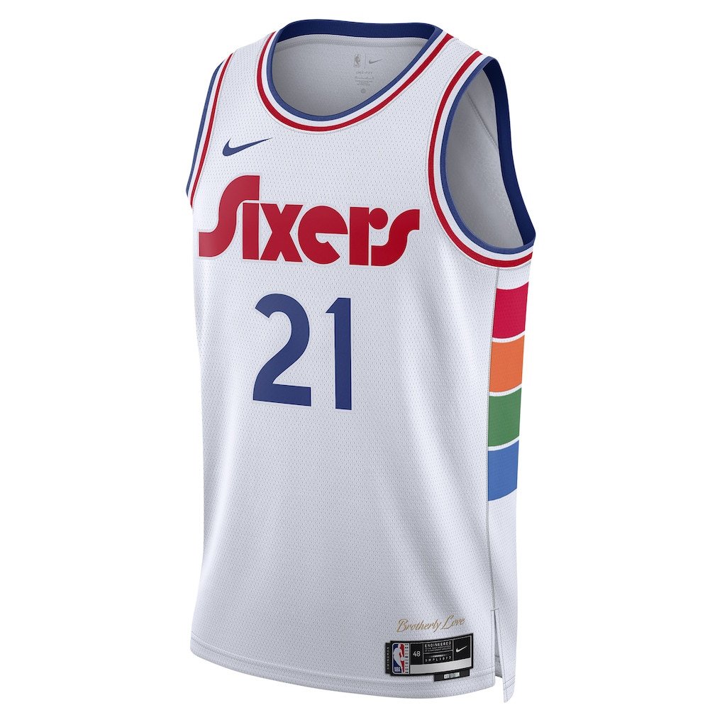 Alternative view of Joel Embiid 21 Philadelphia 76ers Unisex 2024/25 Swingman Player Jersey - City Edition - White - JS618 