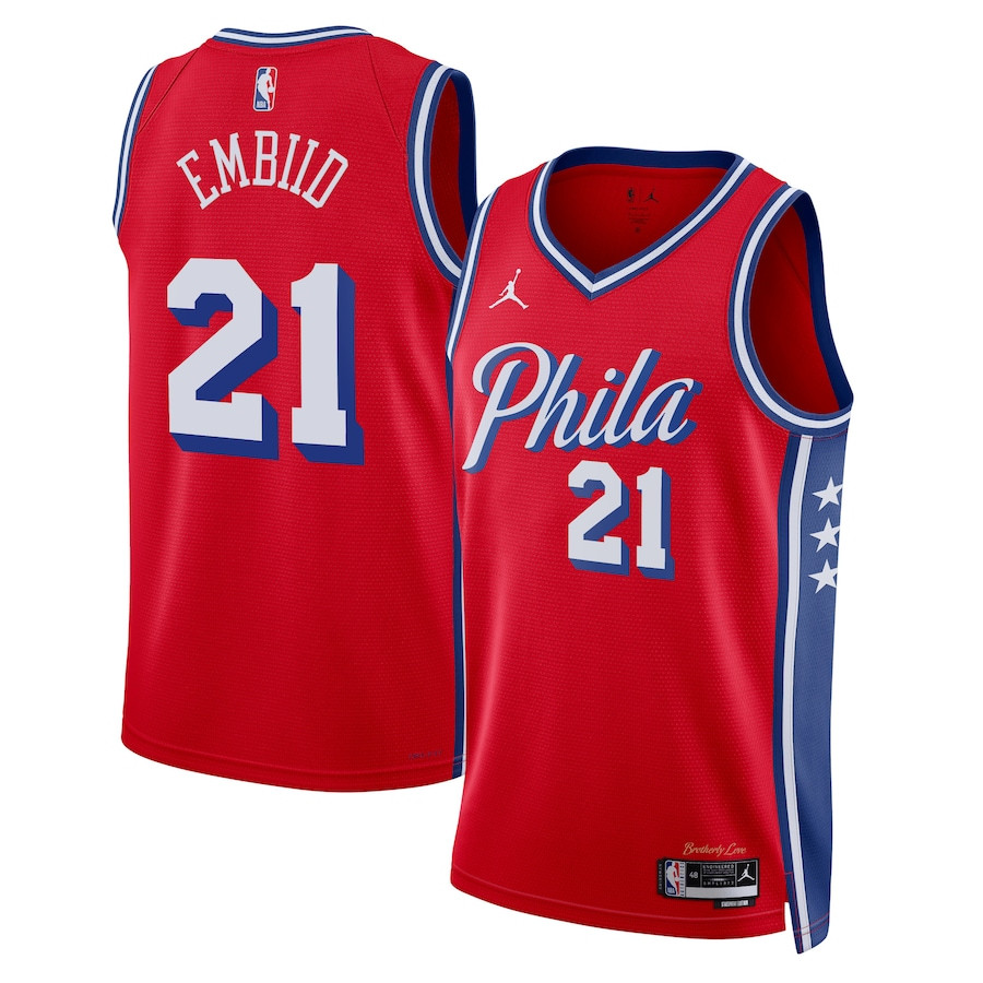Joel Embiid 21 Philadelphia 76ers Unisex Swingman Jersey - Statement Edition - Red - JS287 