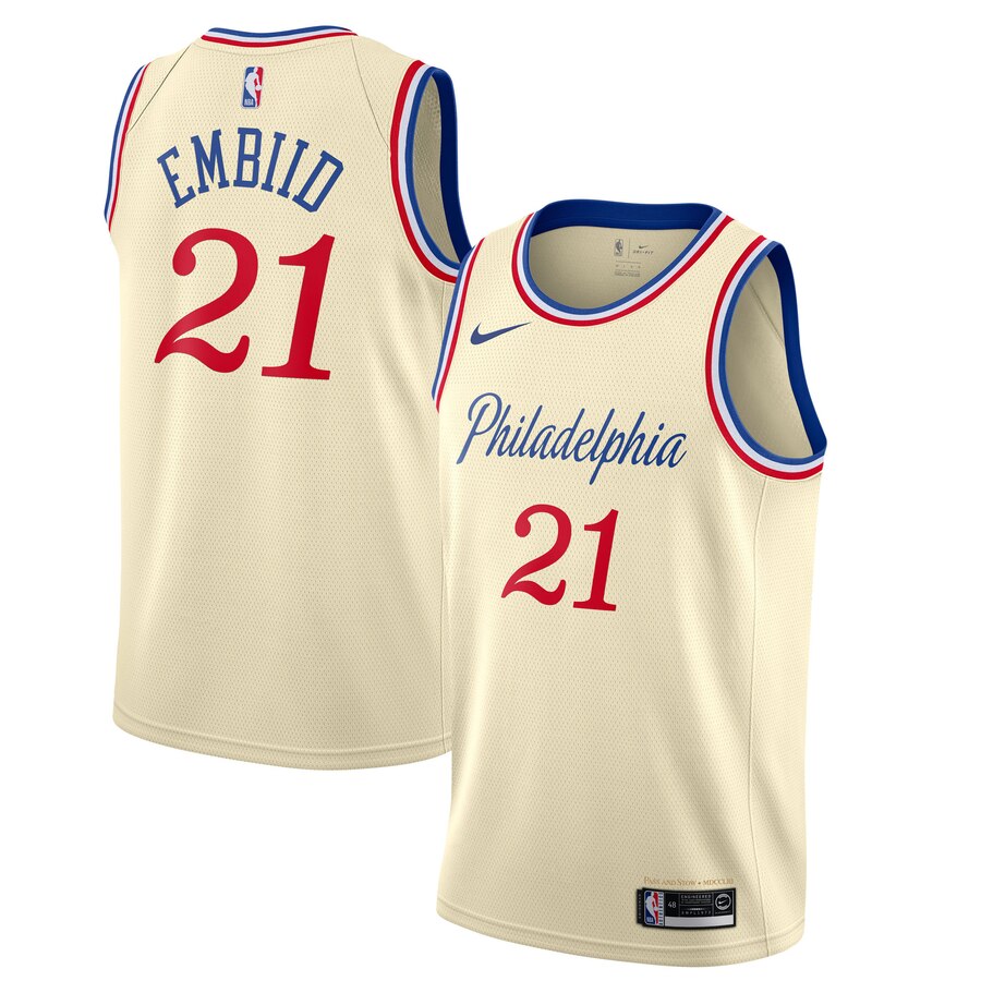 Joel Embiid Philadelphia 76ers 2019/20 Finished Swingman Jersey Cream – City Edition