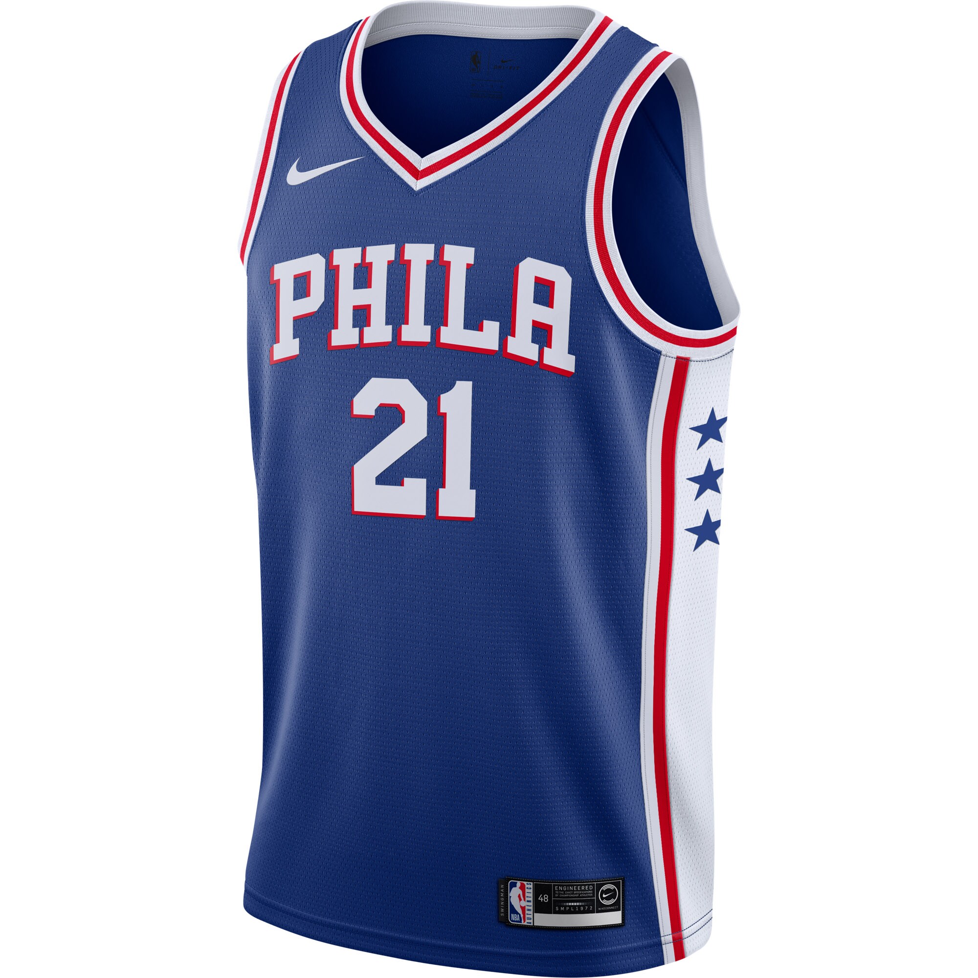 Alternative view of Joel Embiid Philadelphia 76ers 2019/2020 Swingman Jersey – Icon Edition – Royal