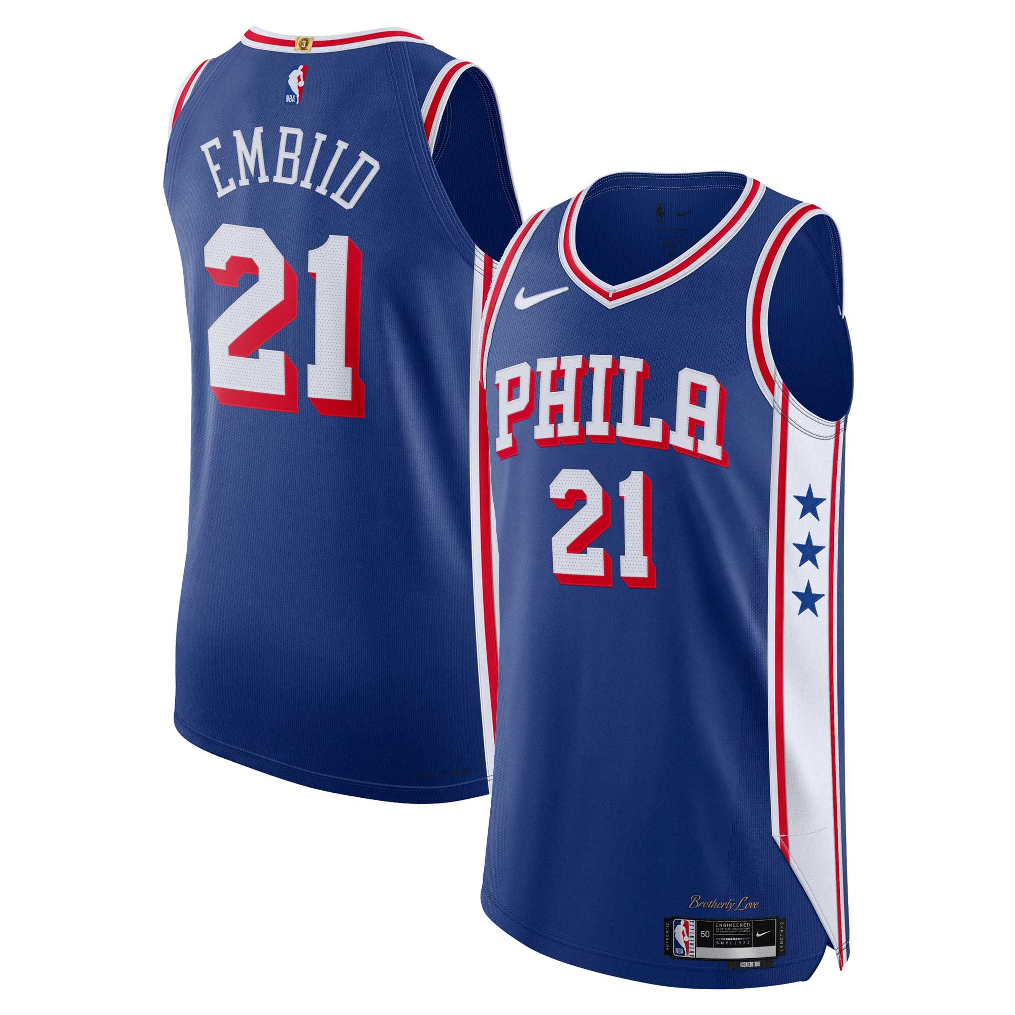 Joel Embiid Philadelphia 76ers Authentic Jersey – Icon Edition – Royal