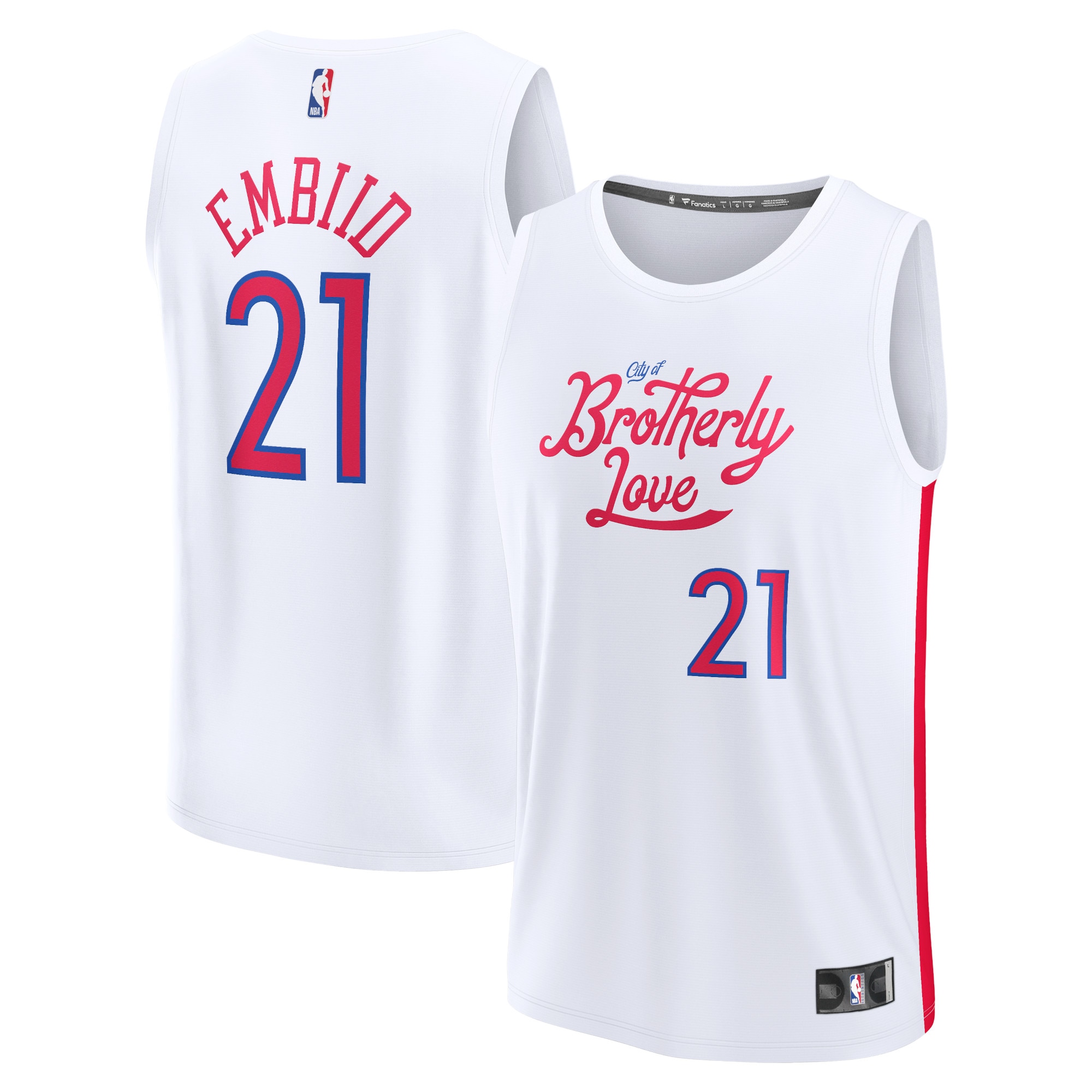 Alternative view of Joel Embiid Philadelphia 76ers Fanatics Branded 2022/23 Fastbreak Jersey - City Edition - White