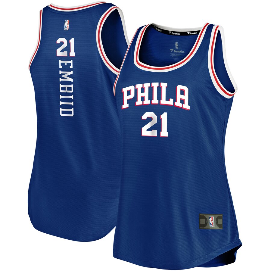 Joel Embiid Philadelphia 76ers Fanatics Branded Women's Fast Break Team Tank Jersey - Icon Edition - Royal