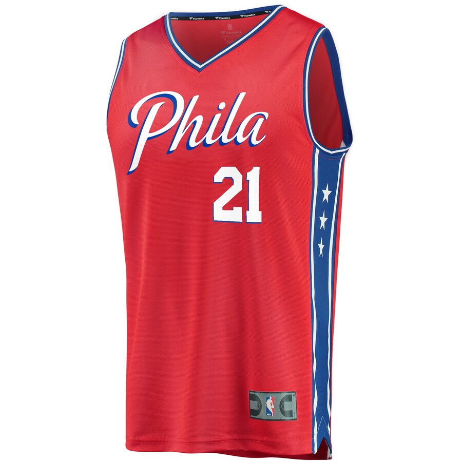 Alternative view of Joel Embiid Philadelphia 76ers Fanatics Branded Youth Fast Break Replica Player Team Jersey - Statement Edition - Red