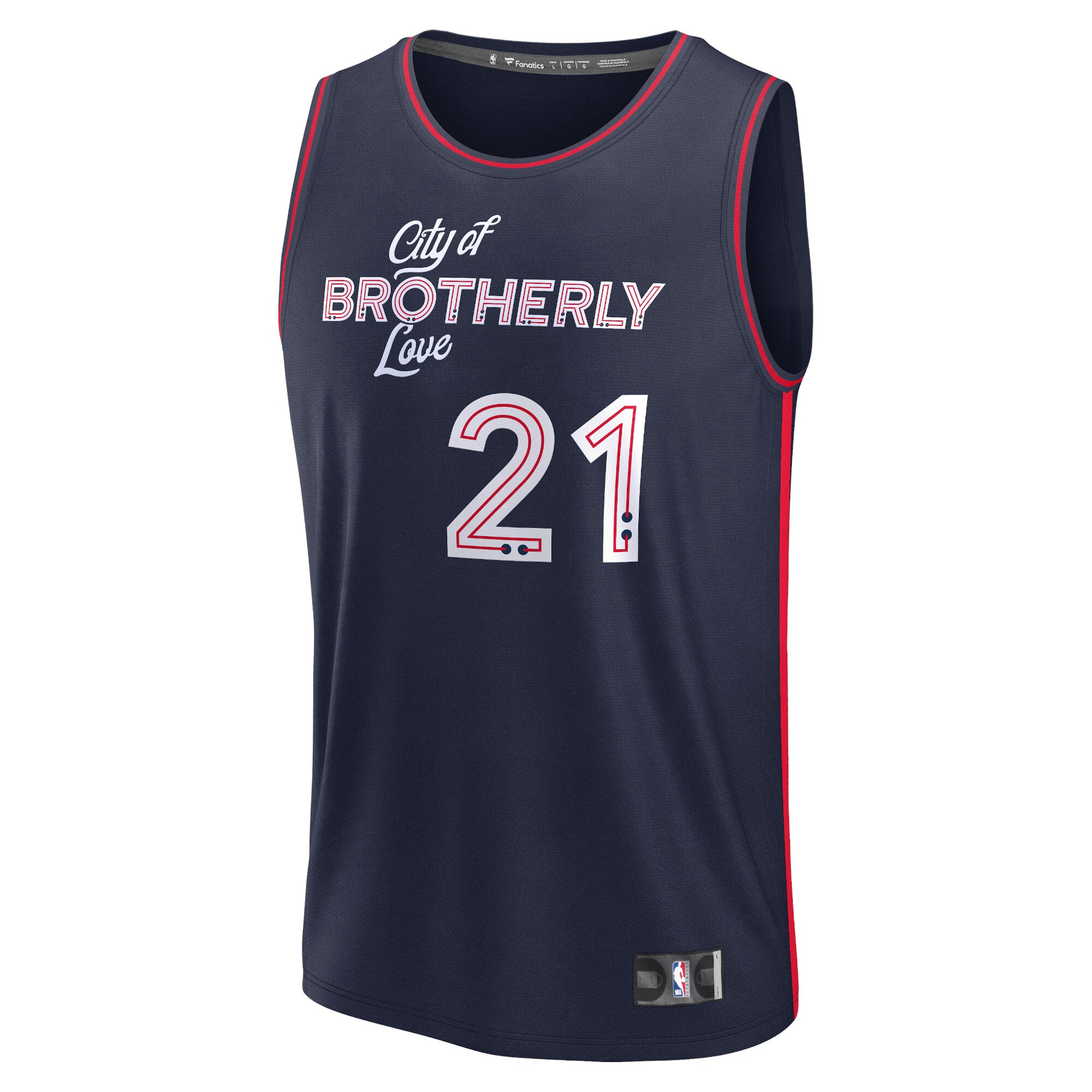 Alternative view of Joel Embiid Philadelphia 76ers Fanatics Fast Break Jersey - Navy - City Edition