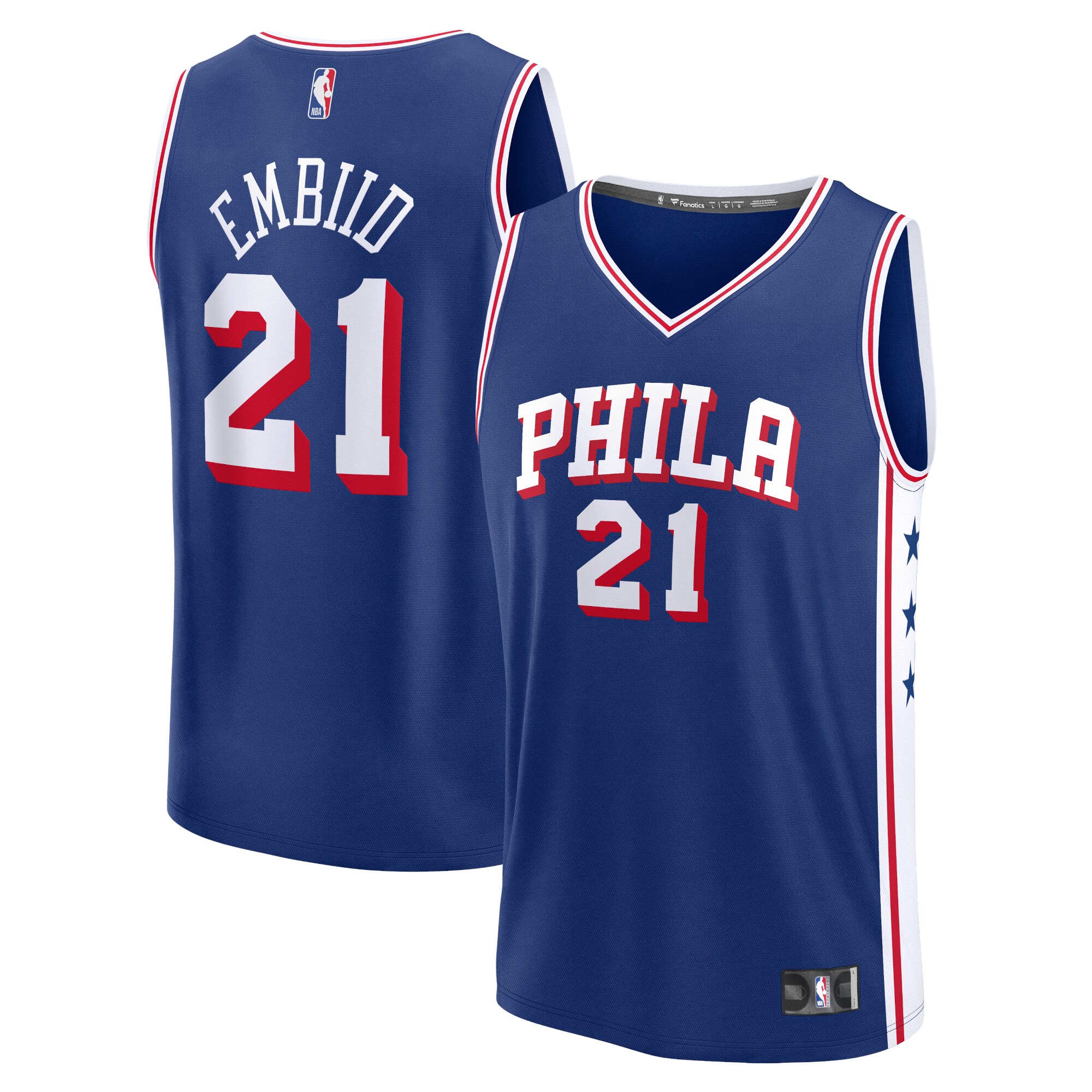 Joel Embiid Philadelphia 76ers Fanatics Fast Break Replica Jersey – Icon Edition – Royal