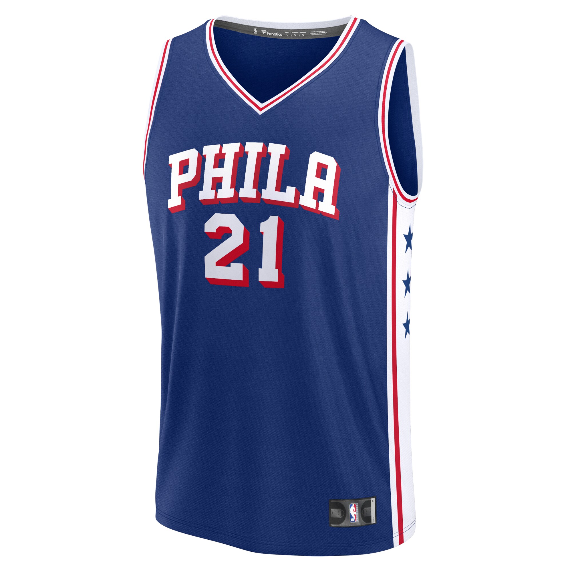 Alternative view of Joel Embiid Philadelphia 76ers Fanatics Fast Break Replica Jersey – Icon Edition – Royal