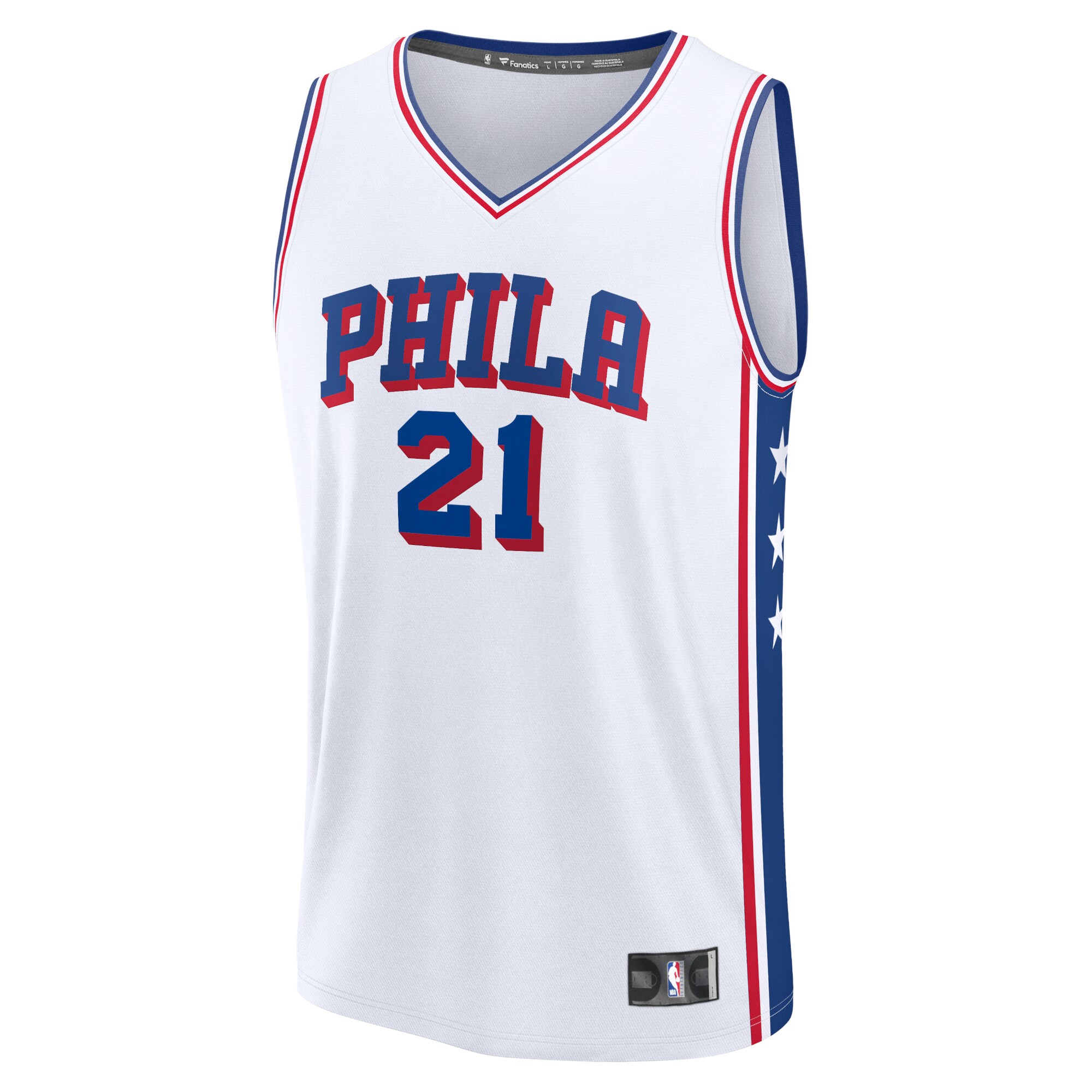Alternative view of Joel Embiid Philadelphia 76ers Fanatics Fast Break Replica Player Jersey – Association Edition – White