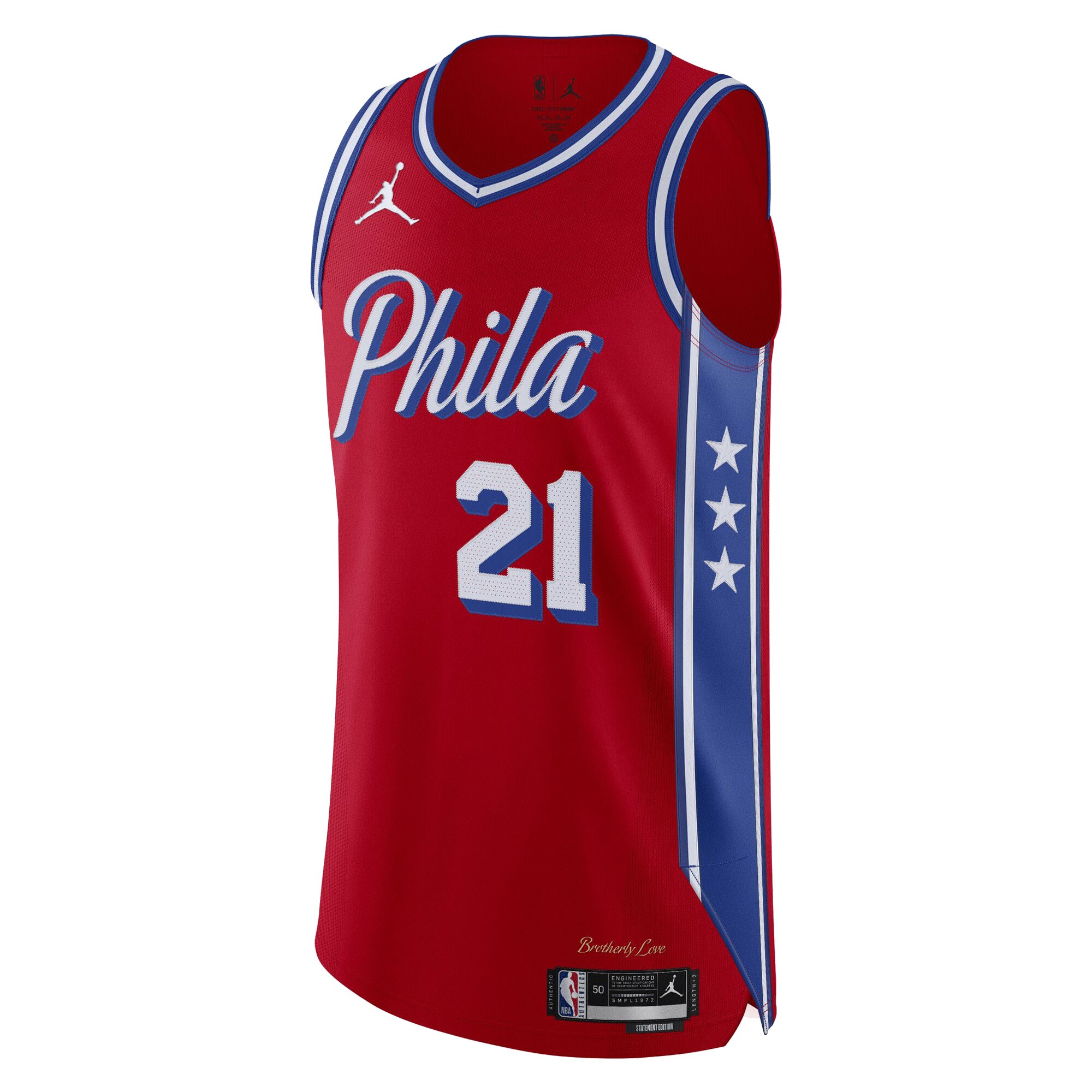 Alternative view of Joel Embiid Philadelphia 76ers Jordan Brand Authentic Player Jersey – Statement Edition – Red