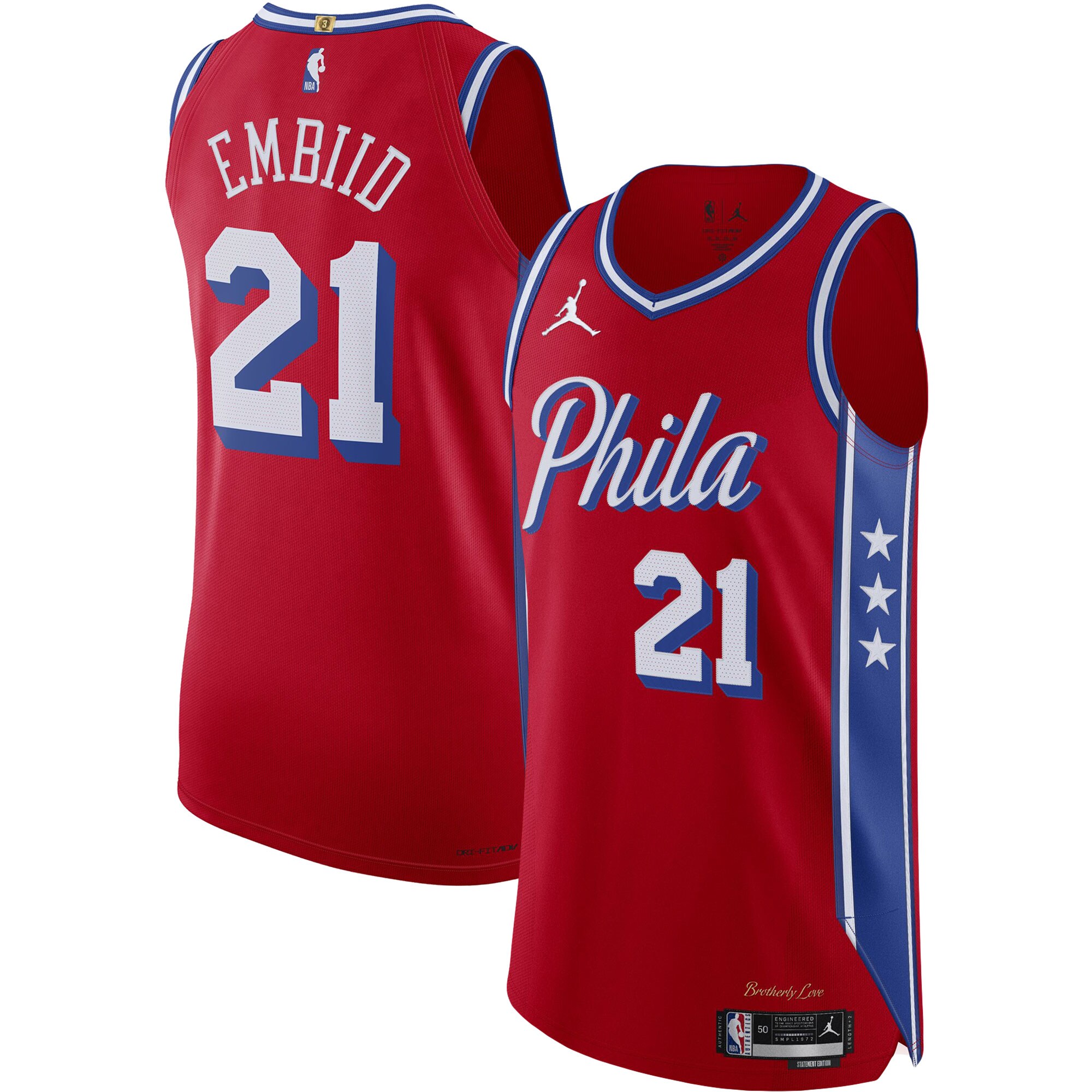 Joel Embiid Philadelphia 76ers Jordan Brand Authentic Player Jersey – Statement Edition – Red