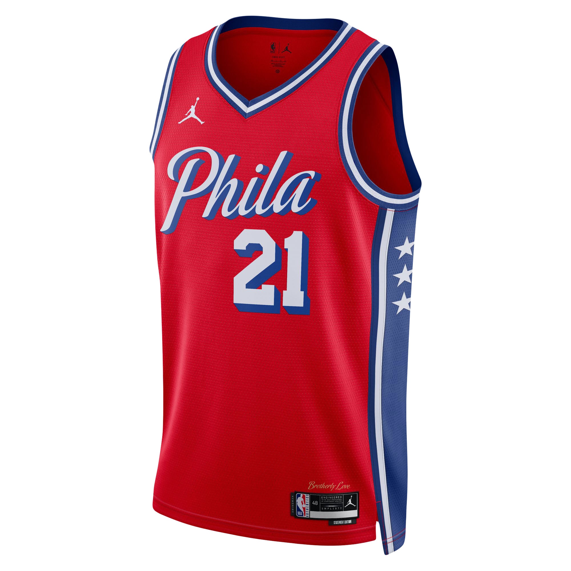 Alternative view of Joel Embiid Philadelphia 76ers Jordan Brand Unisex Swingman Jersey – Statement Edition – Red
