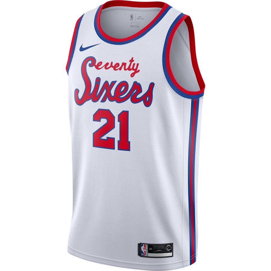 Alternative view of Joel Embiid Philadelphia 76ers Nike Hardwood Classics Finished Swingman Jersey - White
