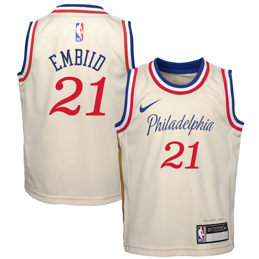 Joel Embiid Philadelphia 76ers Preschool 2019/20 City Edition Replica Jersey - Cream